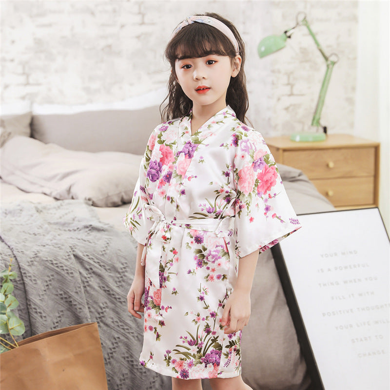 The Silk Robe: Cardigan Imitation Silk Bathrobe
