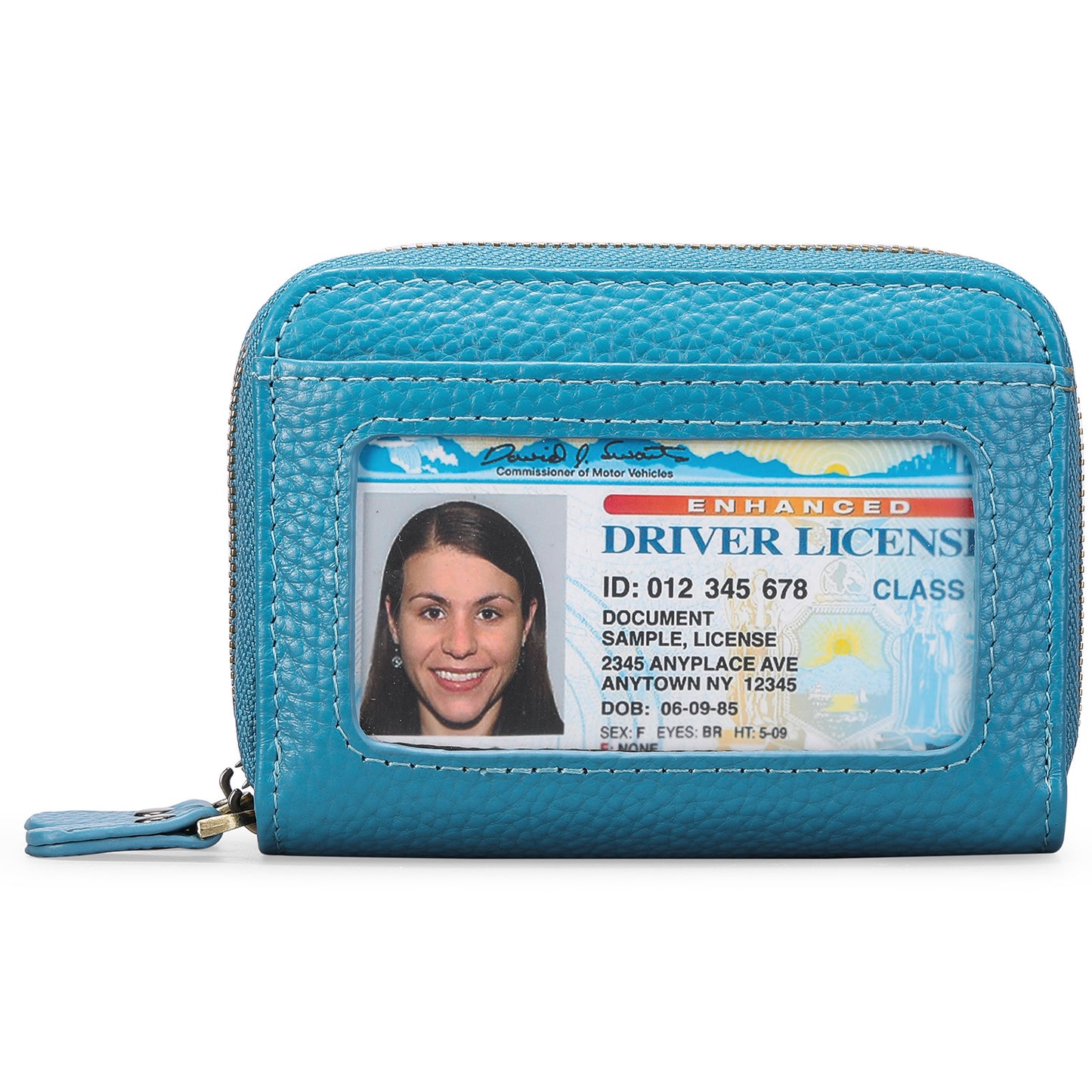 First Cowhide Double Layer Zipper Expanding Card Holder