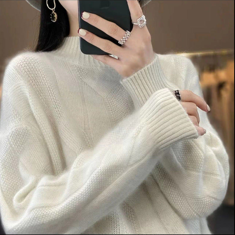 Comfortable Slimming Soft Glutinous Knitted Thickened Half-high Collar Sweater