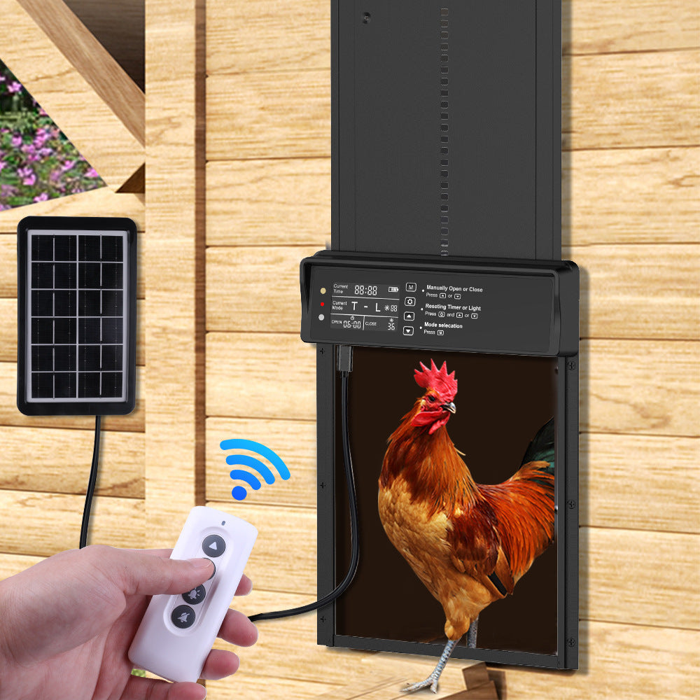 Remote Control Timing Alarm Solar Chicken House Door