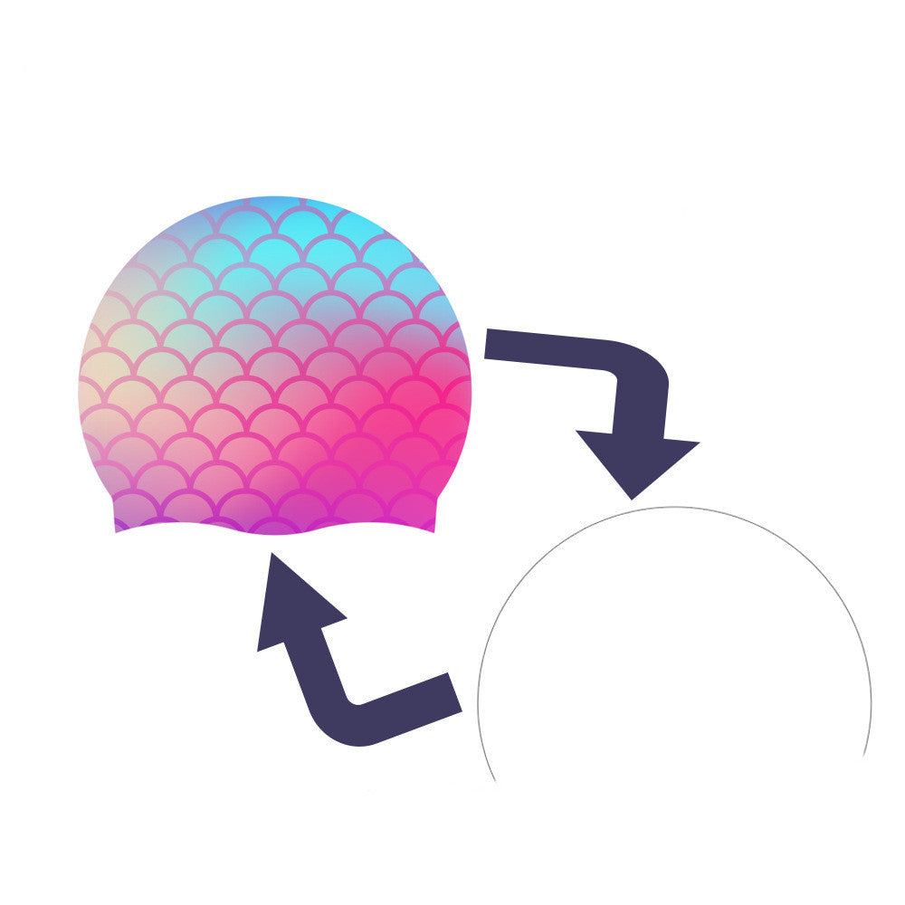 Swimming Cap Silk Screen Pattern Waterproof