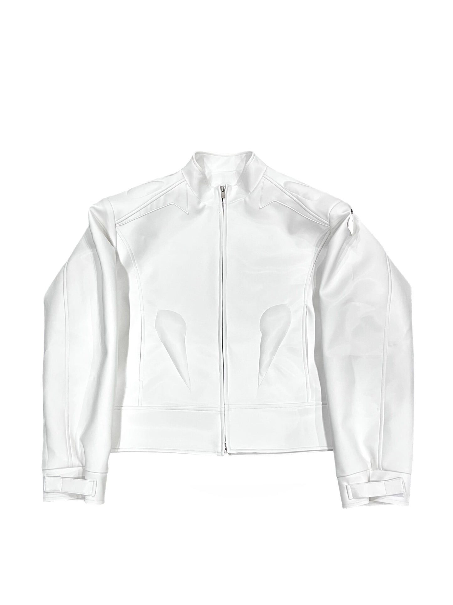 Leather Jacket Metal Graphic Design Jacket Edgy Metallic Accents