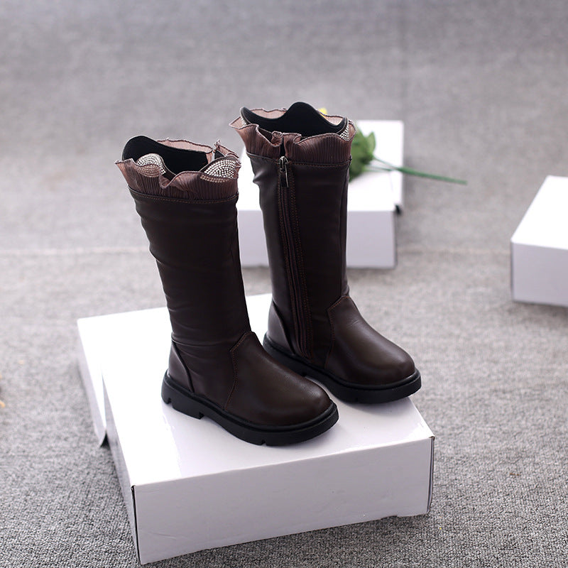 The Cashmere Tall: Girls’ Long Tube Leather Boots