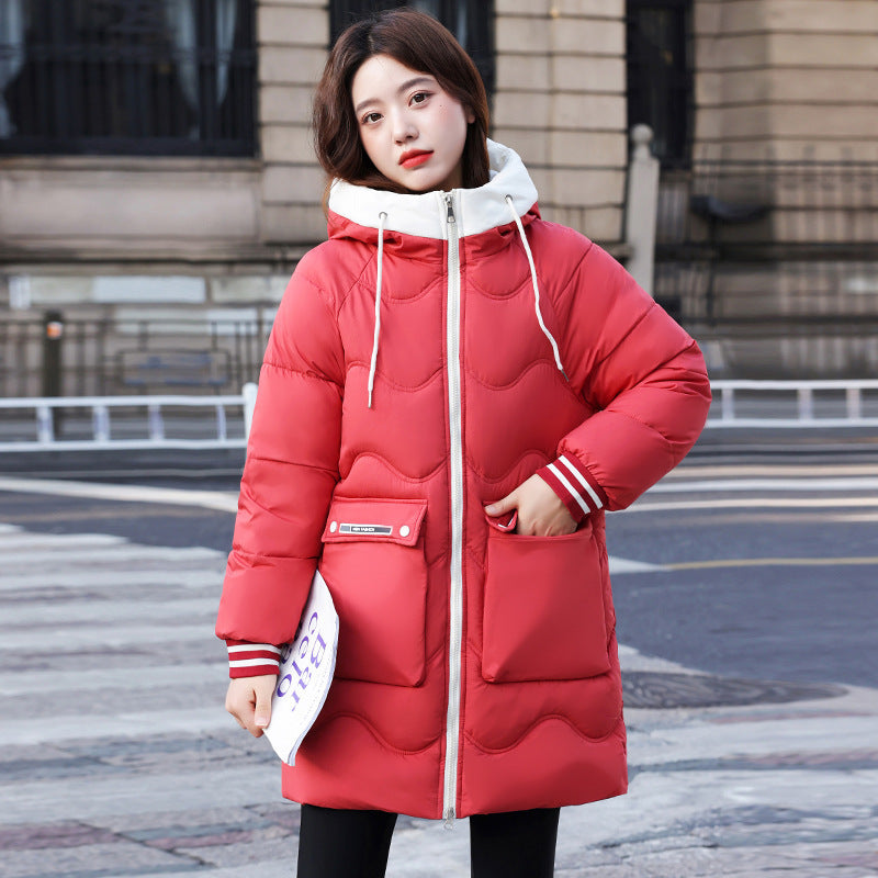 Women's Loose Large Size Mid-length Thickened Cotton-padded Coat