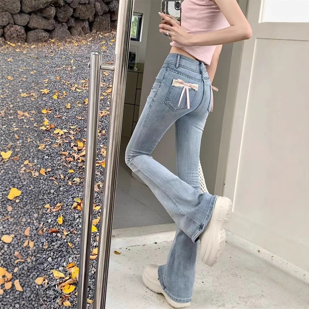 Mopping High Waist Slimming Bow Design Skinny Jeans