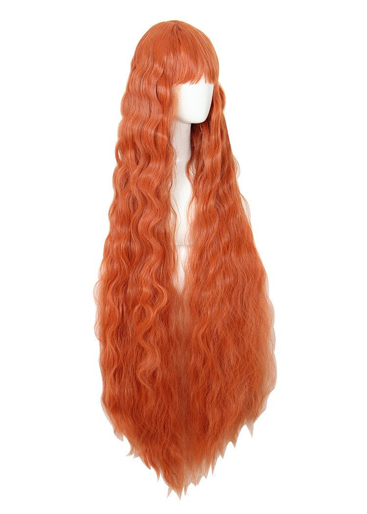 120cm Orange Cos Wig for Cosplay and Theatrical Use