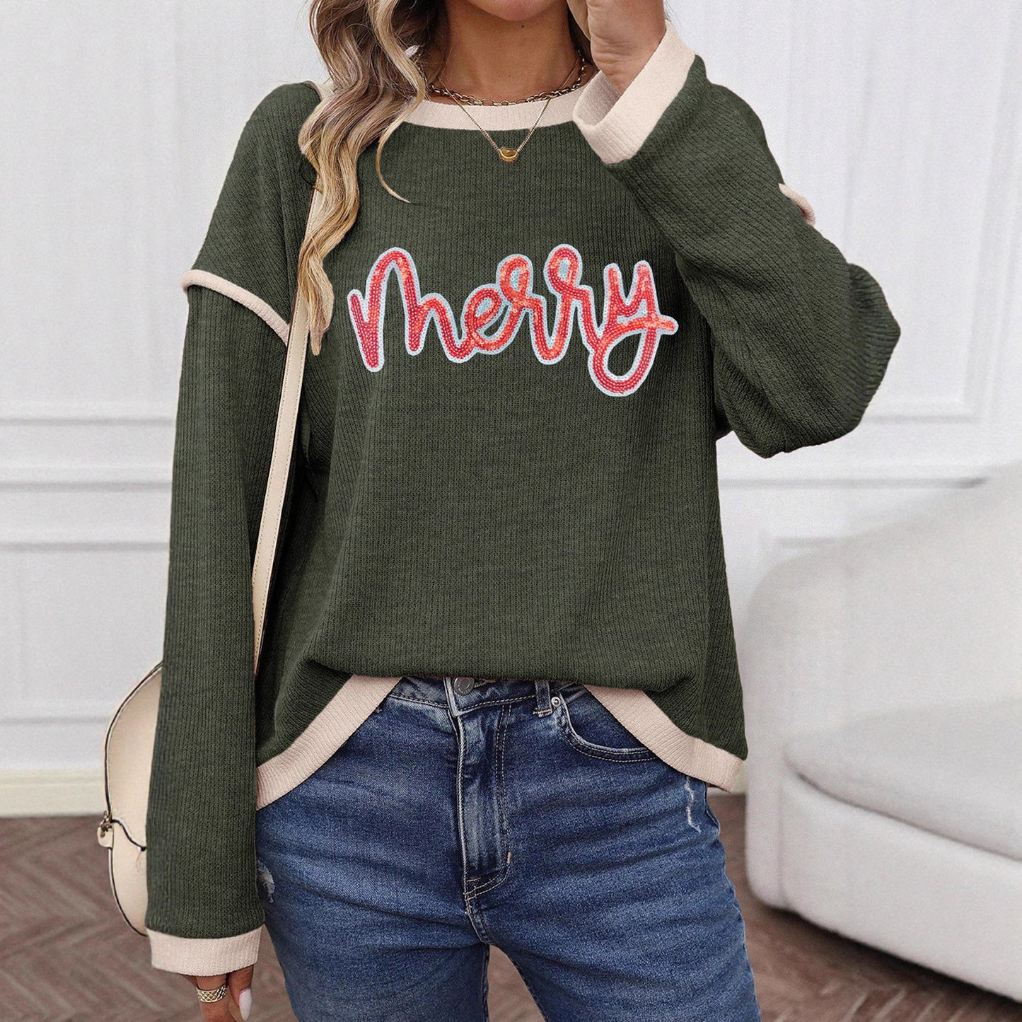 Artisanal Solid Stitching Detail Long Sleeve Womens Shirt