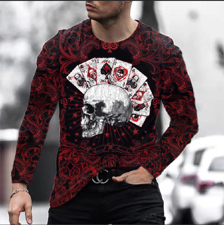 Digital Skull Graphic Long Sleeve Performance T-Shirt