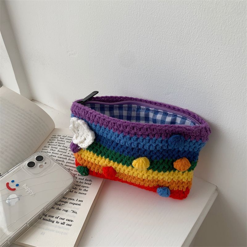 Super Cute Rainbow Knitted Coin Purse