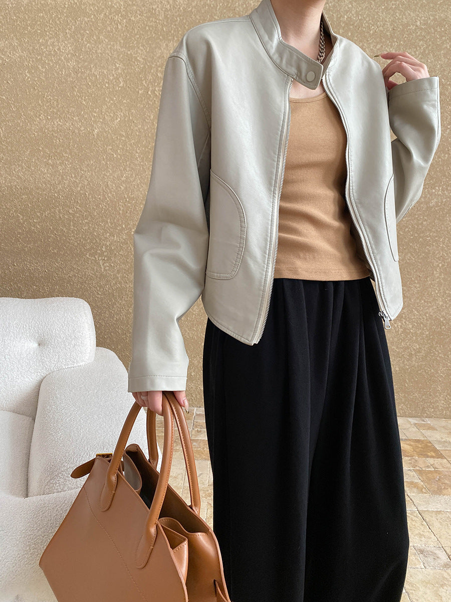 Locomotive Style Stand Collar Temperament Wild Jacket