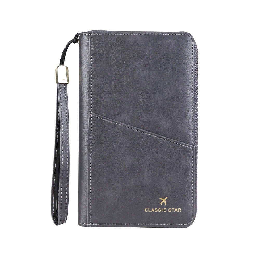 RFID Barrier Passport Holder Genuine Leather Wallet