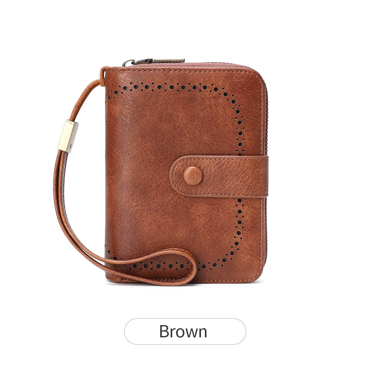 Cowhide Card Holder for Men Women with Zipper and Expandable Capacity
