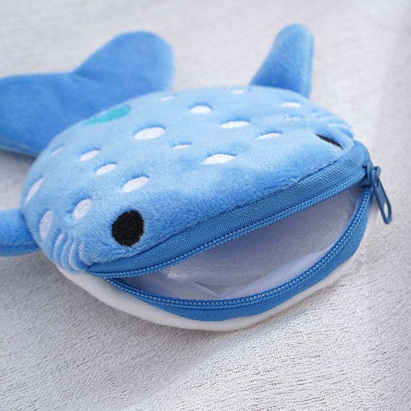 Shark Pendant: Plush Shark Coin Purse with Cartoon Pendant