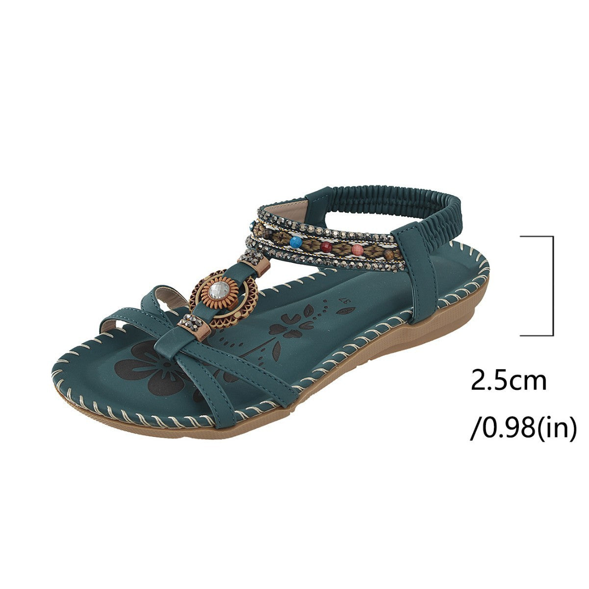 Stylish Beach Flat Handmade Beaded Rhinestone Sandals