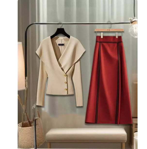 Early Autumn New French Style Lightly Mature Unique Shawl Design Coat