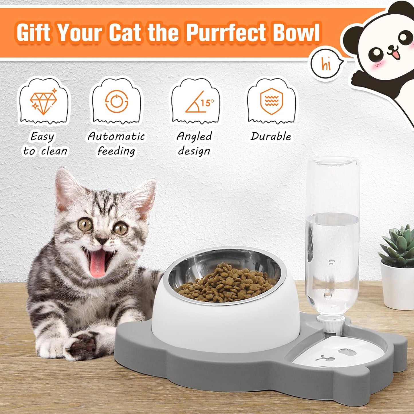 Elevated Dine: Raised Stainless Steel Cat & Dog Feeder Set