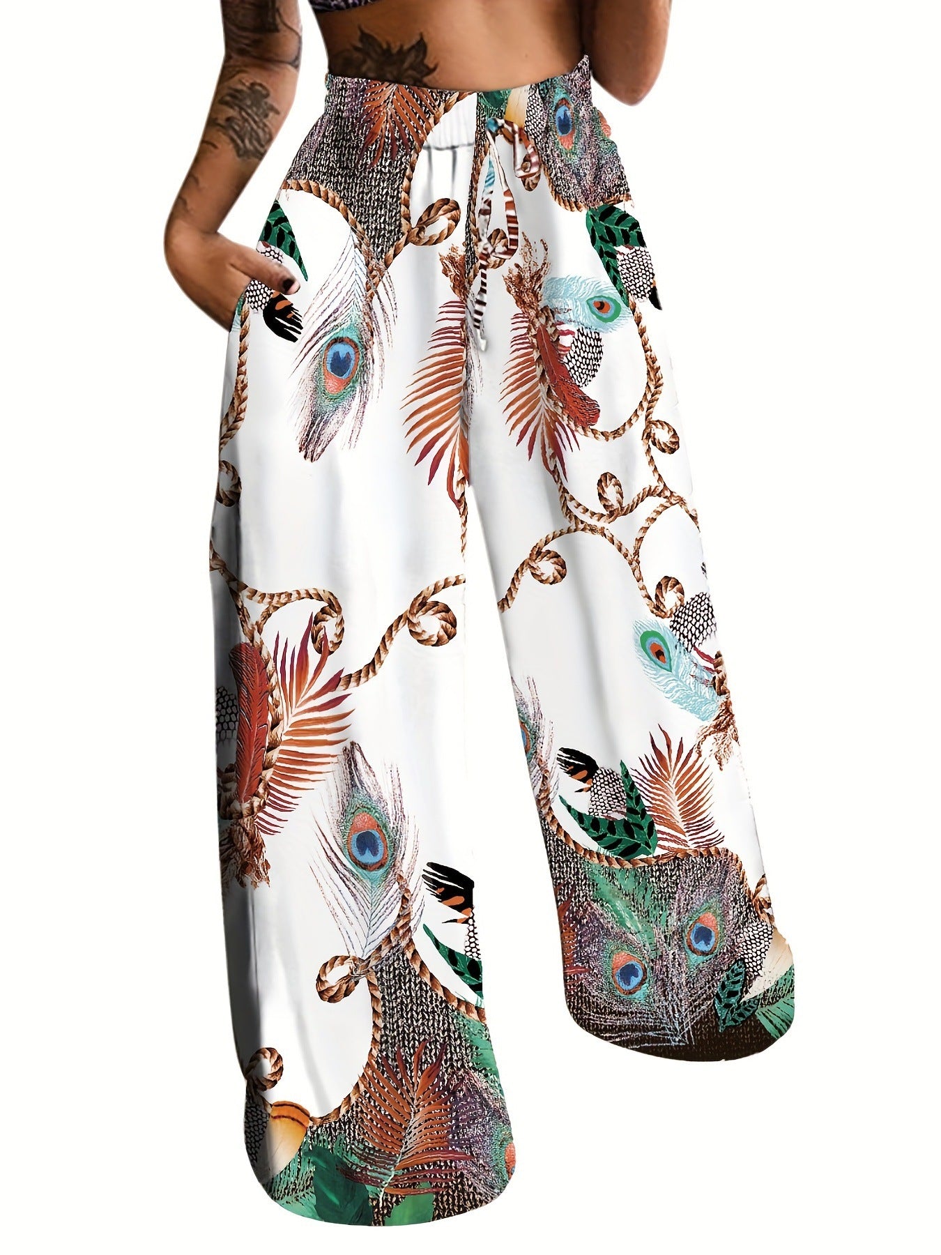 Peacock Positioning Printing Women's Pants