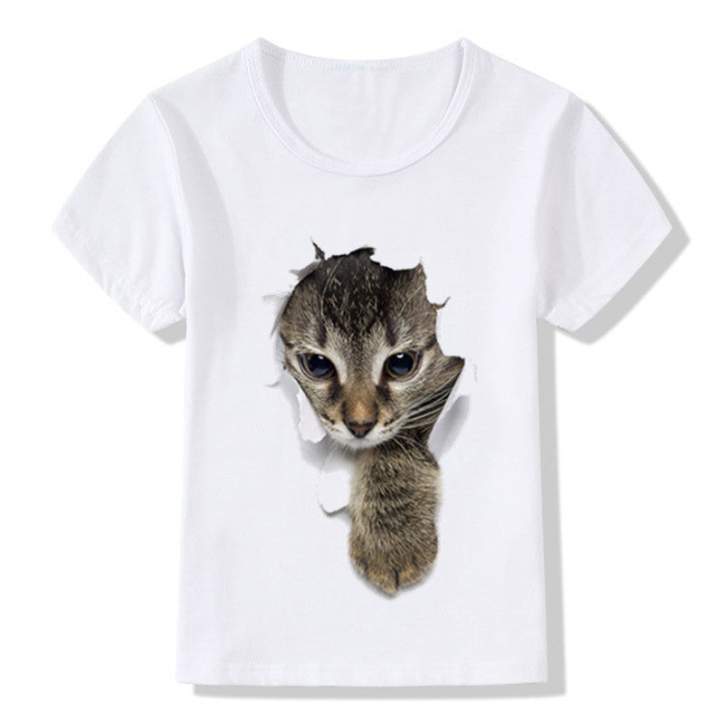 Artistic 3D Dimension Cat Graphic Tee