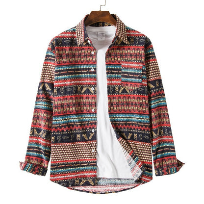Inclusive Plus Size Ethnic Style Loose Casual Shirt