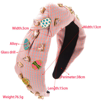 Fashion Plaid Fabric Hand-stitched Easter Headband