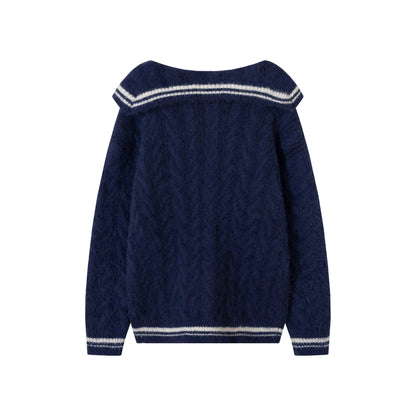 British Retro College Style Bow Sailor Collar Sweater