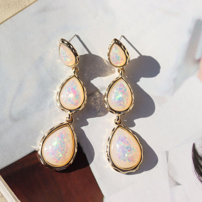 Temperamental Personalized And All-match Resin Colorful Water Drop Ear Studs