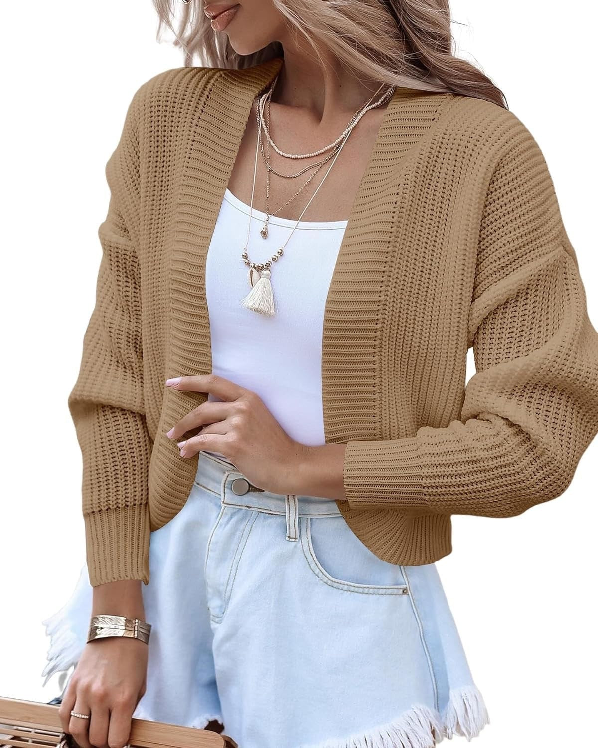 Women's Short Cape Knitted Cardigan Sweater