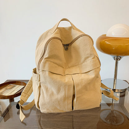 New Washed Canvas Backpack Women's Large Capacity Retro Trendy College Student