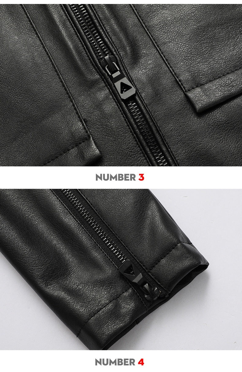 Mens Motorcycle Leather Jacket Slim Lapel Casual Biker Heritage