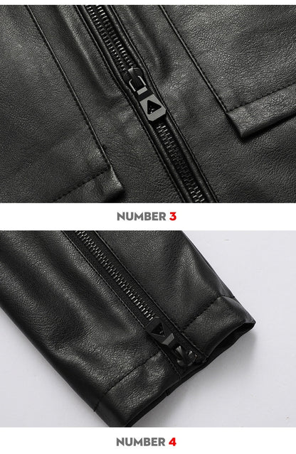 Mens Motorcycle Leather Jacket Slim Lapel Casual Biker Heritage