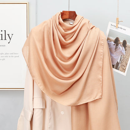 Women's Korean-style Solid Color Cotton And Linen Scarf Spring And Autumn