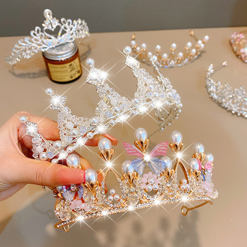 Sweet Fashion Jewelry Hair Accessories Multicolor Pearl Crown Banquet Birthday Fashion Princess Headband Girl Kawaii Crown Crown Headband Headgear Headgear Crystal  Wedding Party Hair Accessories