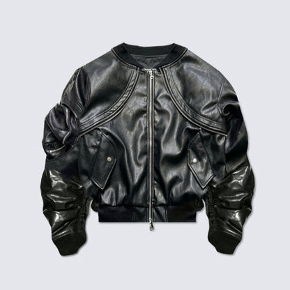 Heavy Industry Vintage Leather Flight Jacket Baggy Coat Industrial Legend