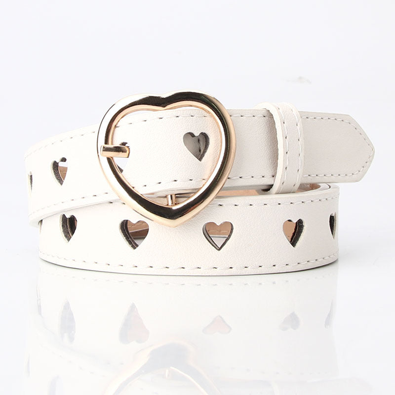 All-match Punch-free Hollowed Heart Shape Belt Ladies
