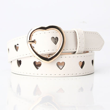 All-match Punch-free Hollowed Heart Shape Belt Ladies
