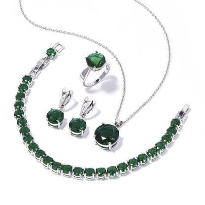 Geometric Round Earrings Ring Bracelet Necklace Ornament Suit