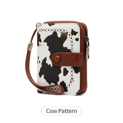 Leopard Print Multifunctional Zipper Retro Small Wallet