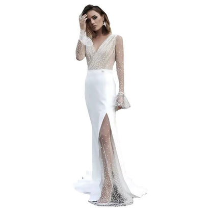 Women's Fashionable See-through Sexy Long-sleeved Dress