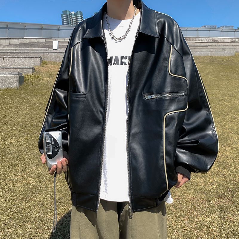 Spring Autumn Leather Coat Men Timeless Transitional Layer