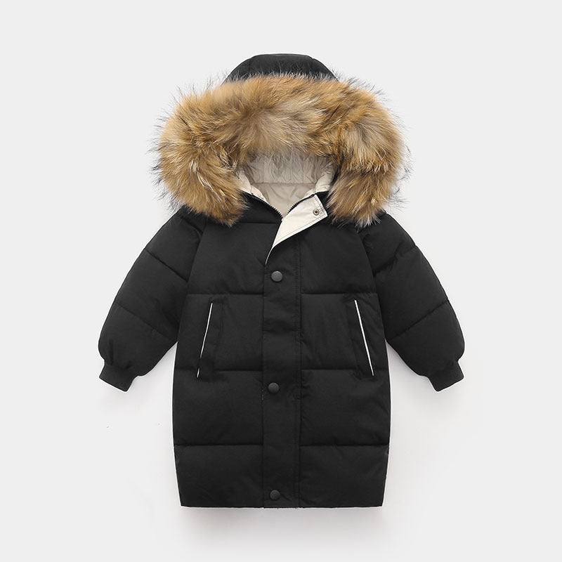 The Arctic Crest: Big Fur Collar Mid-Length Thickened Winter Coat
