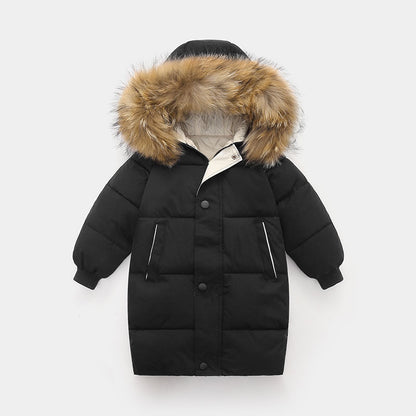 The Arctic Crest: Big Fur Collar Mid-Length Thickened Winter Coat
