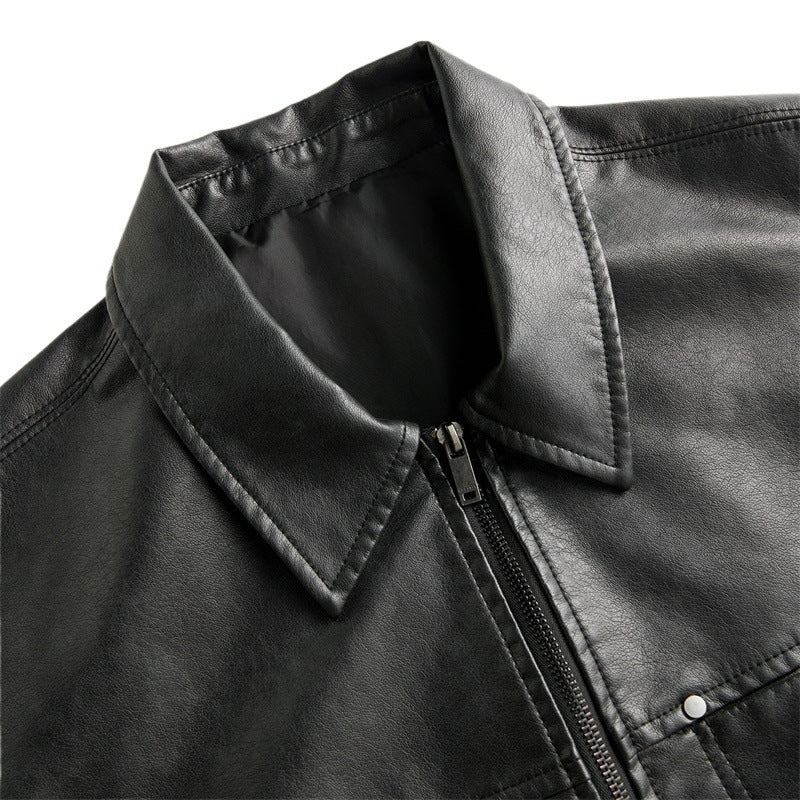 High Street Ins Style Leather Coat Short Sleeve Jacket Elevated Casual
