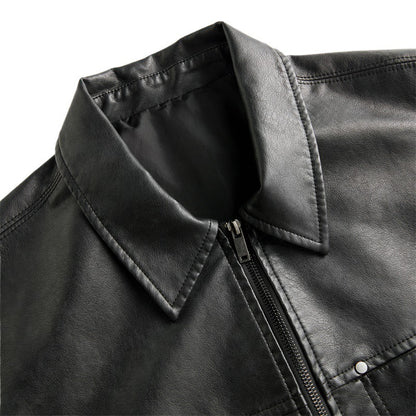 High Street Ins Style Leather Coat Short Sleeve Jacket Elevated Casual