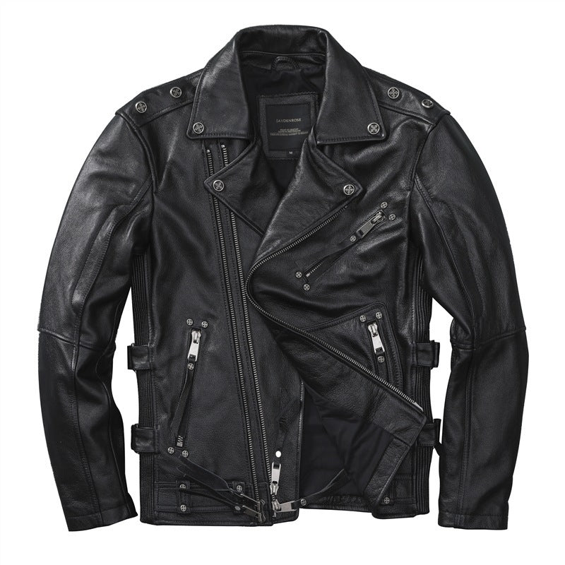 Slim Fit Soft First-Layer Cowhide Biker Leather Jacket Elite Craftsmanship