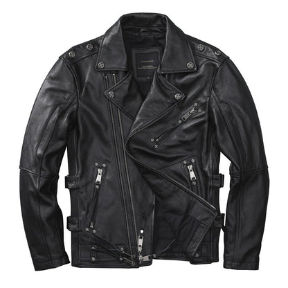 Slim Fit Soft First-Layer Cowhide Biker Leather Jacket Elite Craftsmanship