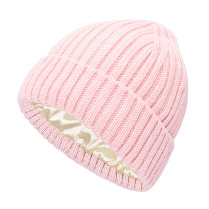 Satin Warm All-matching Slipover Knitted Hat