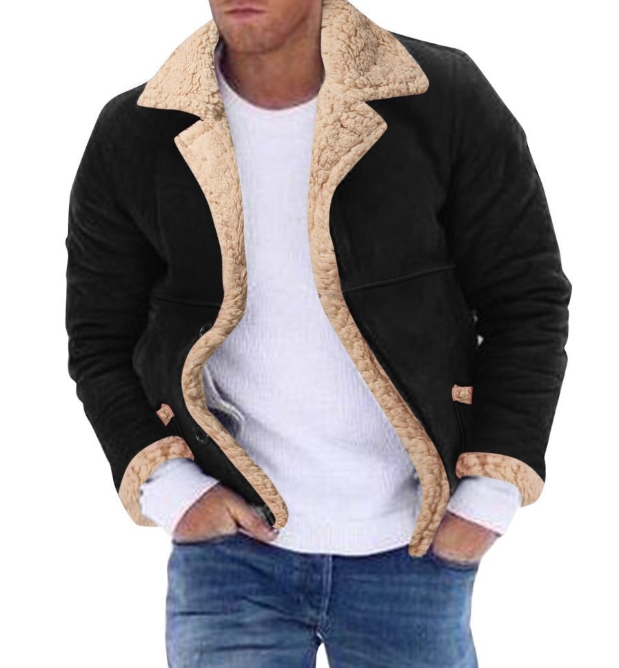 Fashion Mens Fur Integrated Fleece-Lined Padded Jacket Supreme Insulation