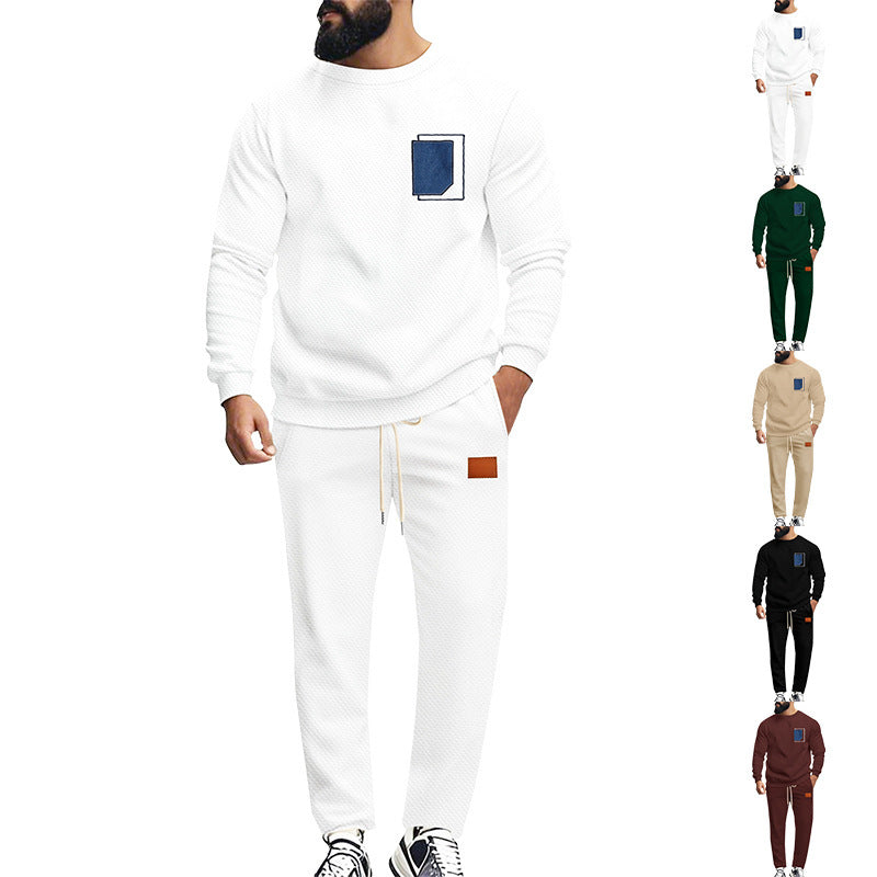 Men's Sport Suit Color Matching Sweater Two-piece Casual Fashion