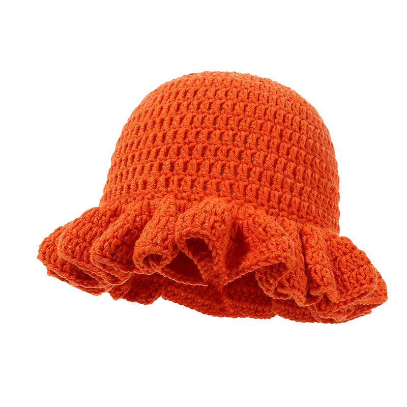 Knitted Pleated Ruffled Fashion Woolen Hat
