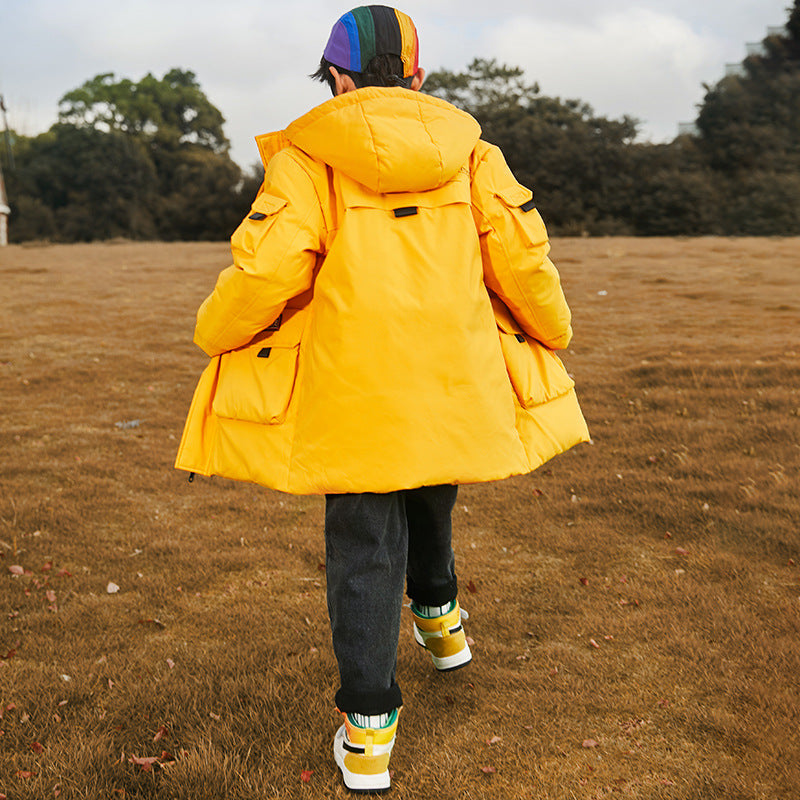 The Solid Down: Fashion Solid-Color Mid-Length Down Jacket